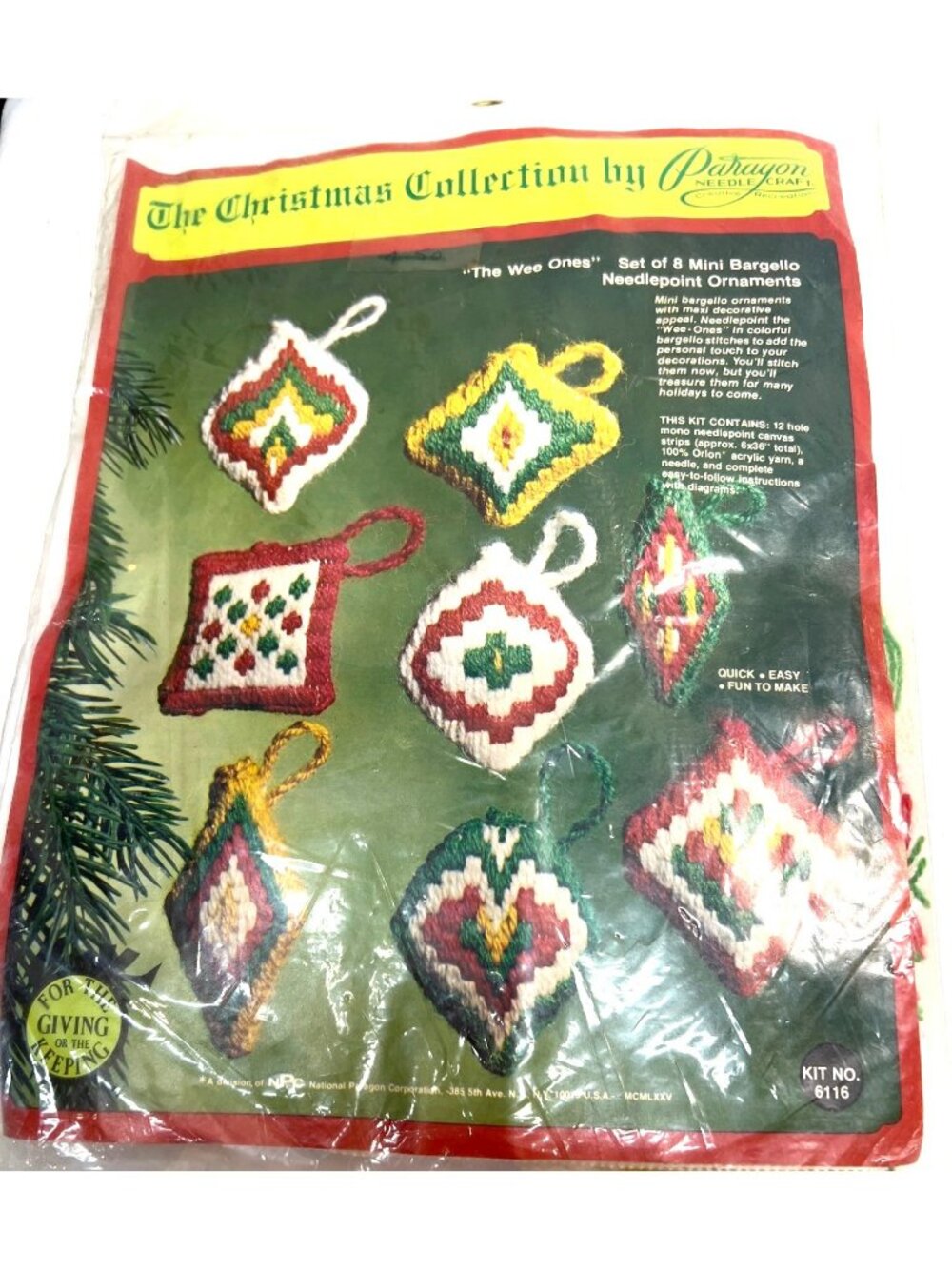 The Wee Ones Set Of 8 Mini Bargello Needlepoint Christmas Ornaments By Paragon N